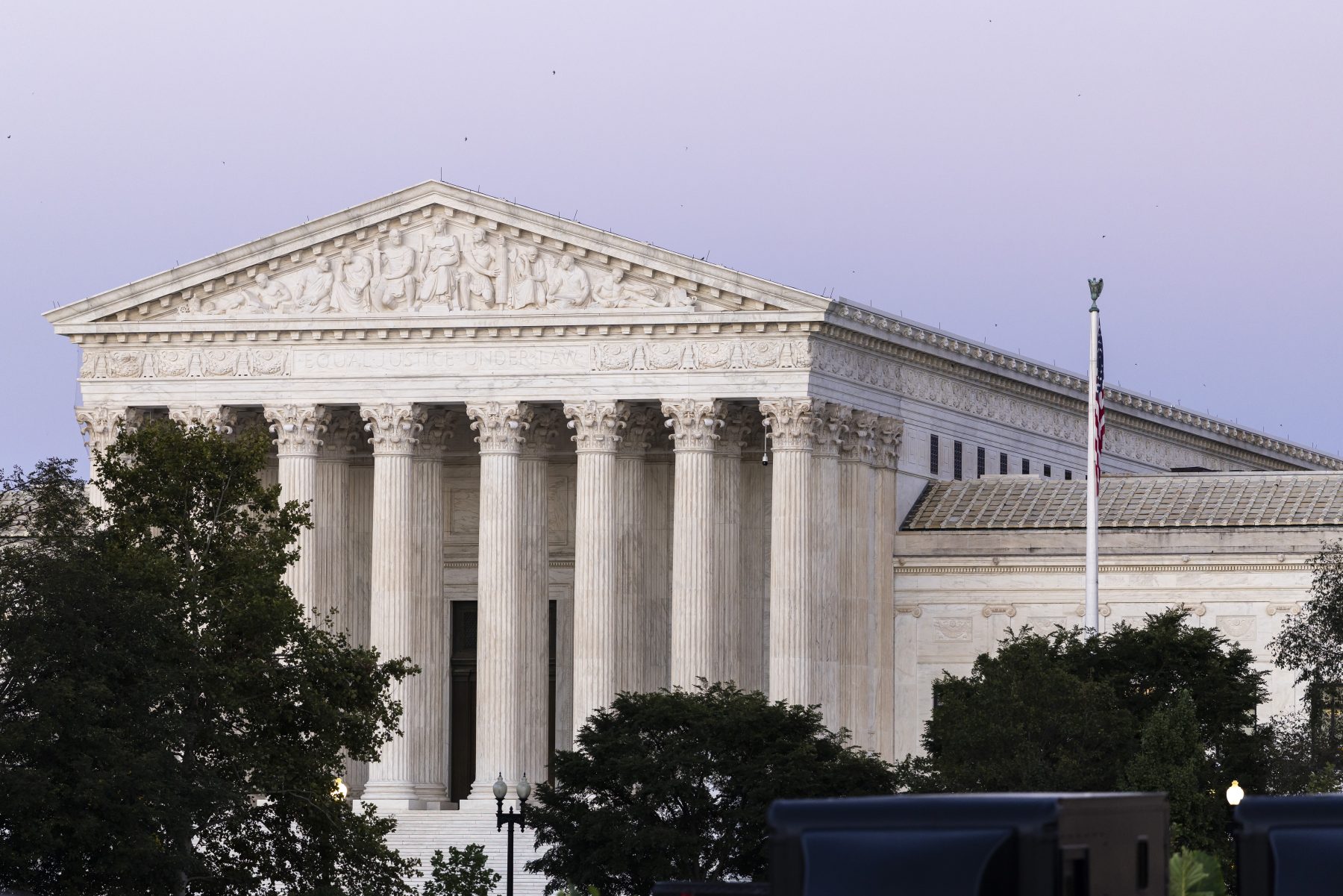 WASHINGTON, DC - SEPTEMBER 14: The U.S. Supreme Court building stands as the sun sets on September 14, 2026 in Washington, DC. The Supreme Court announced today that they will block President Trump's
